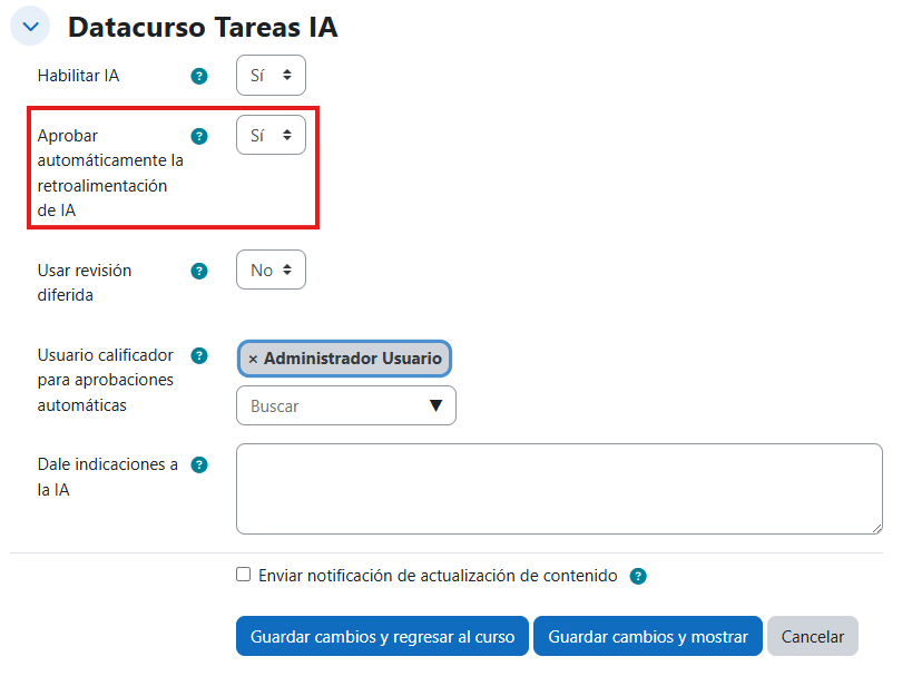 Aprobación automática activada