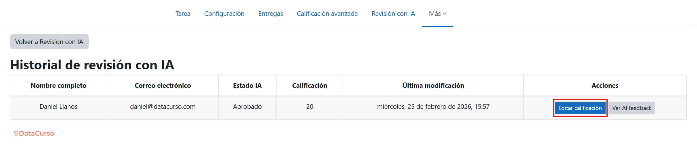 Botón Editar calificación