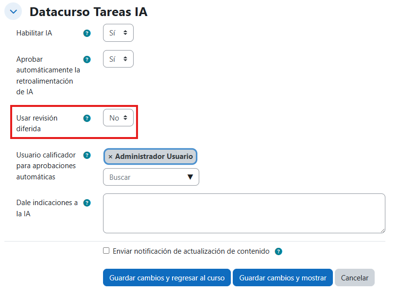 Uso de demora desactivado