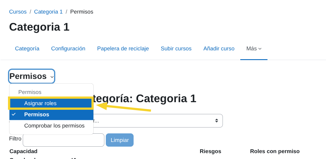 Desplegable Asignar roles