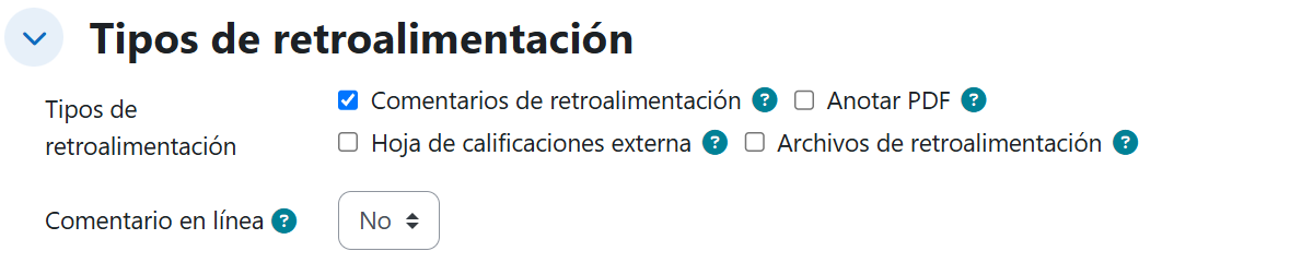 Tarea — Ajustes de tipos de retroalimentación