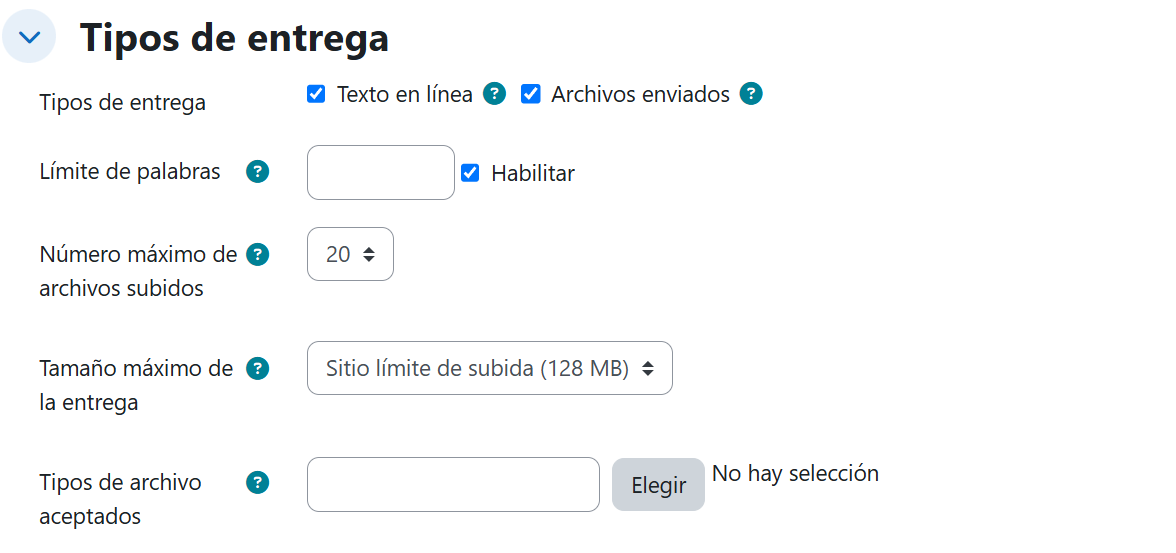 Tarea — Ajustes de tipos de entrega