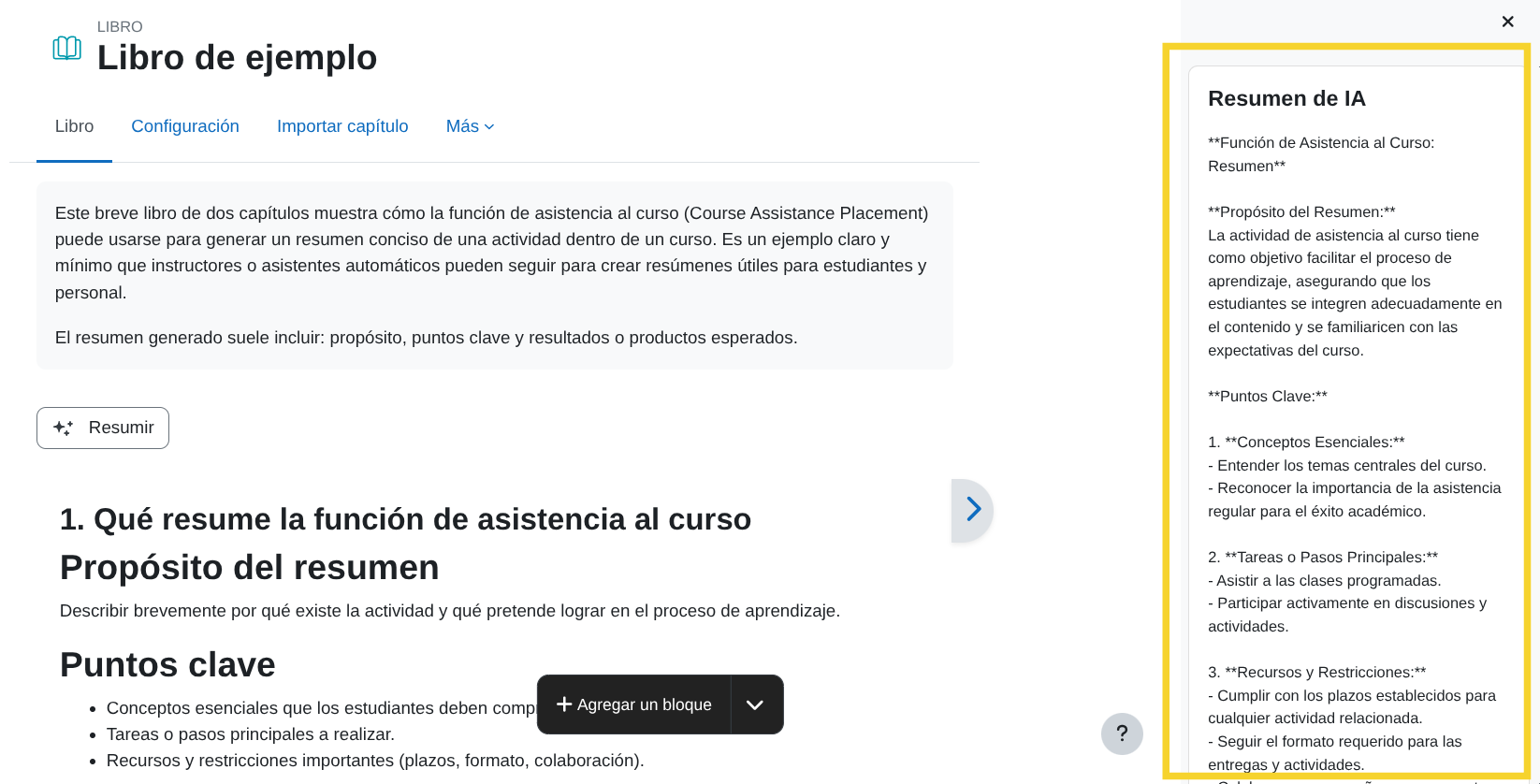 Barra lateral con resumen de
IA
