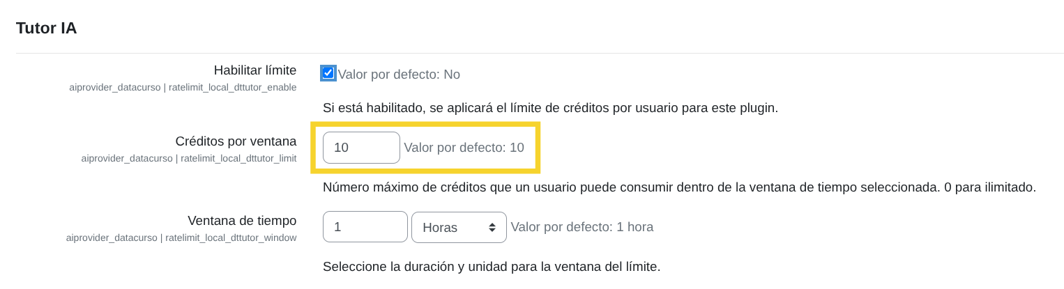 Créditos por ventana