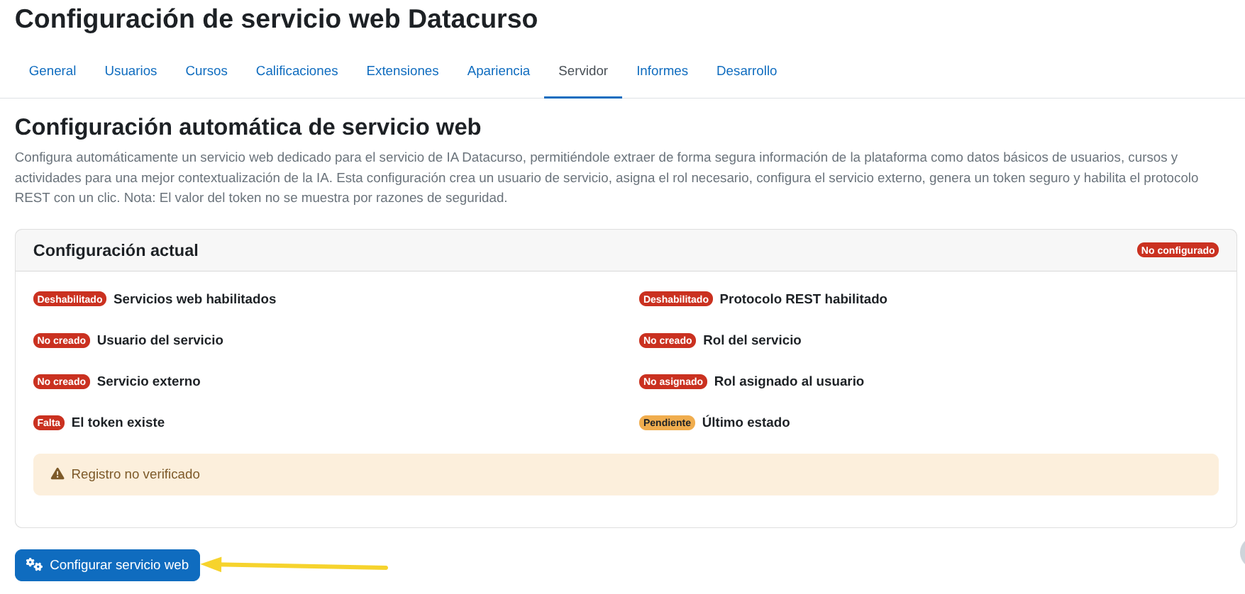 Botones servicio web