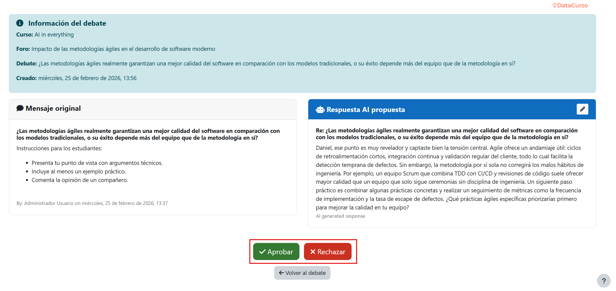 Notificación aprobar o rechazar