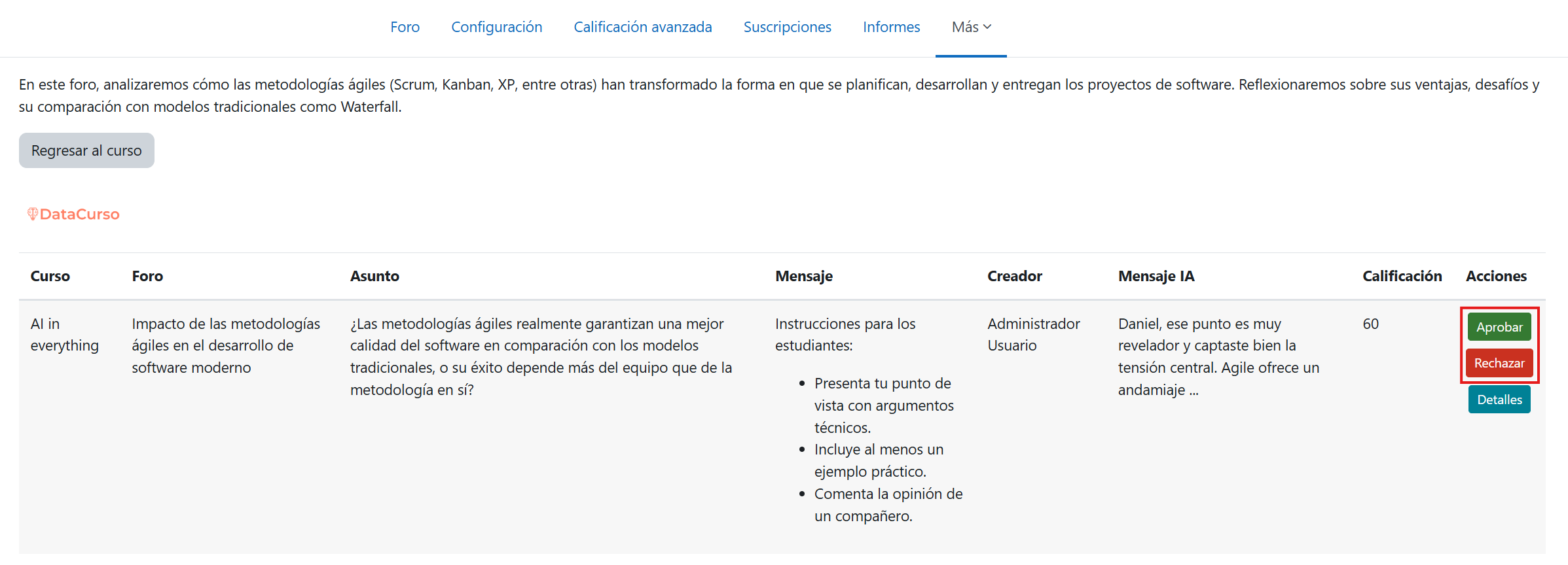 Pendientes aprobar o rechazar