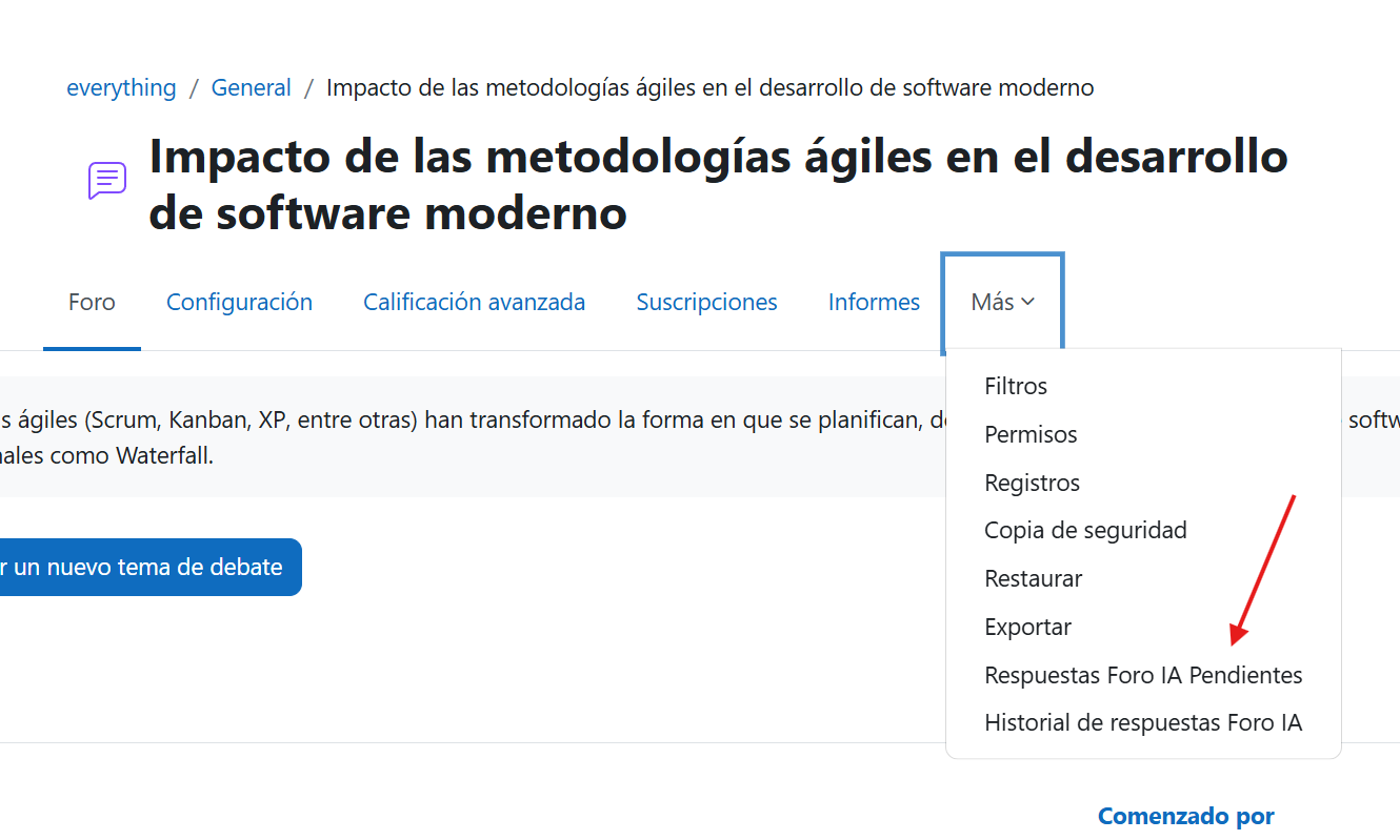 Informes → Respuestas Foro IA Pendientes