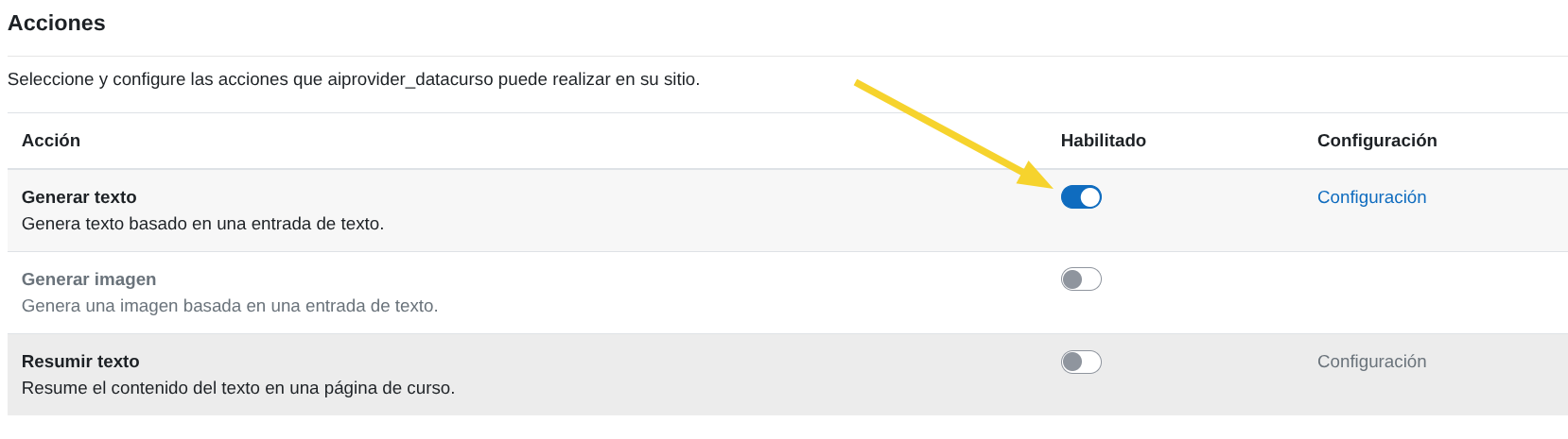 Habilitar Generar texto