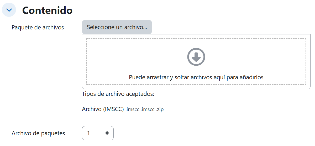 Paquete de contenido IMS — Ajustes de contenido