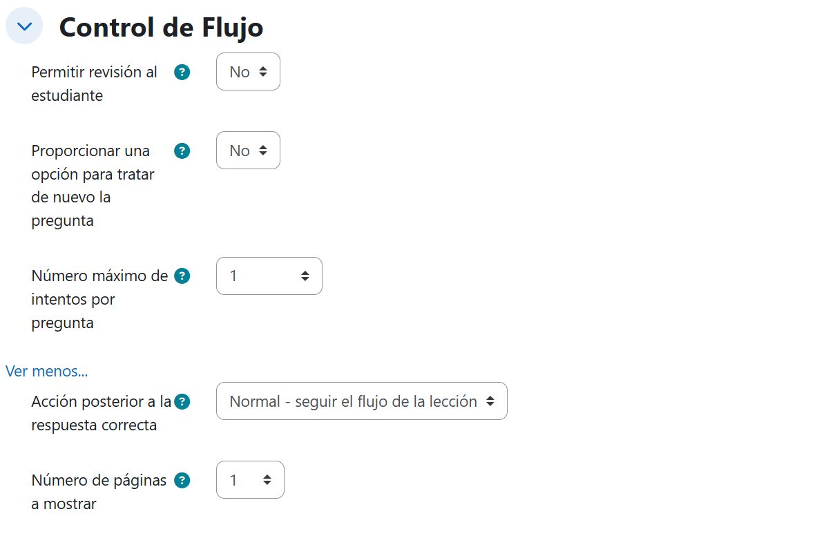 Lección — Ajustes de control de flujo
