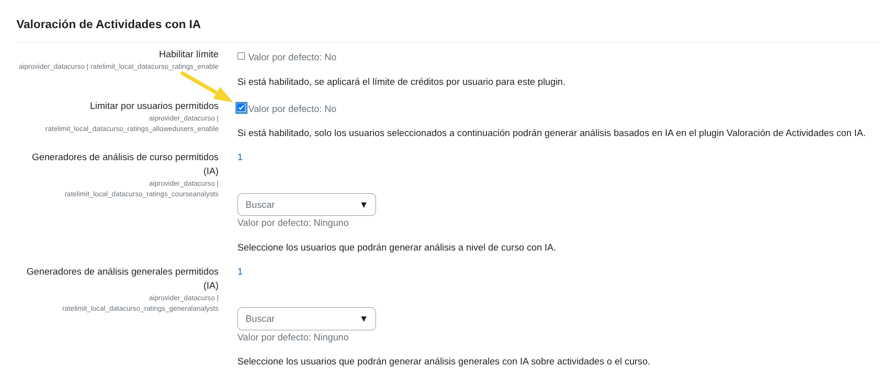Limitar por usuarios permitidos