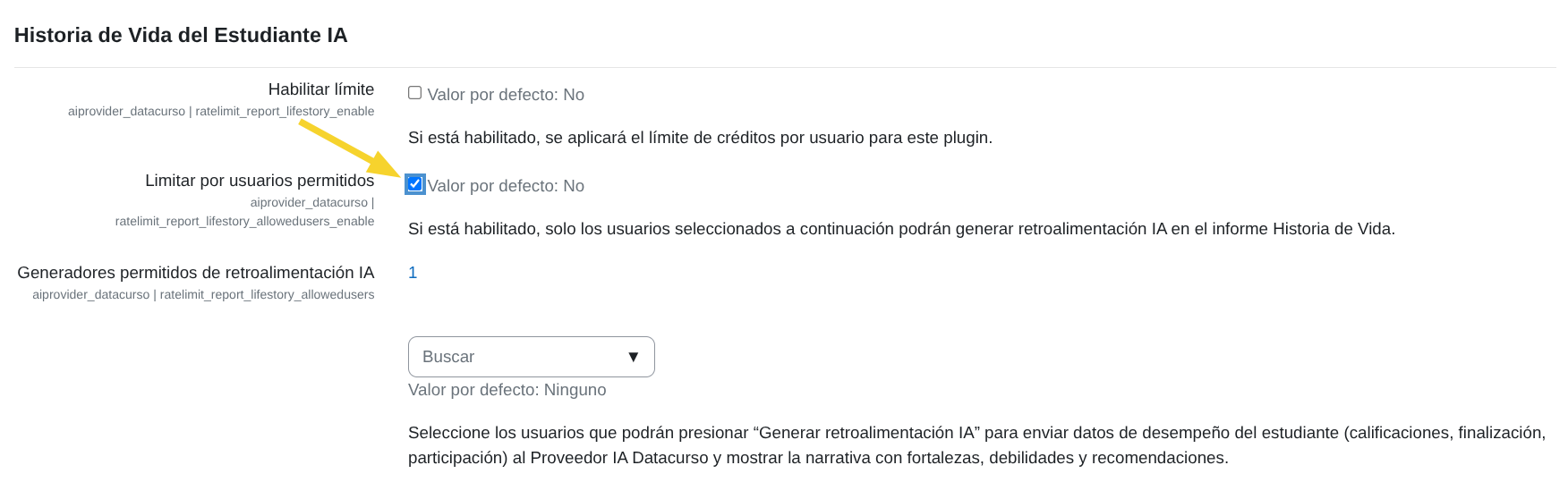 Limitar por usuarios permitidos