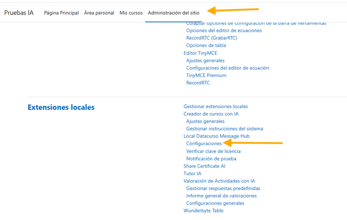 Enlace a Configuración