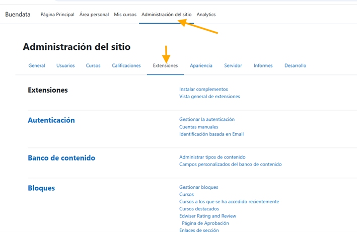 Página de Administración