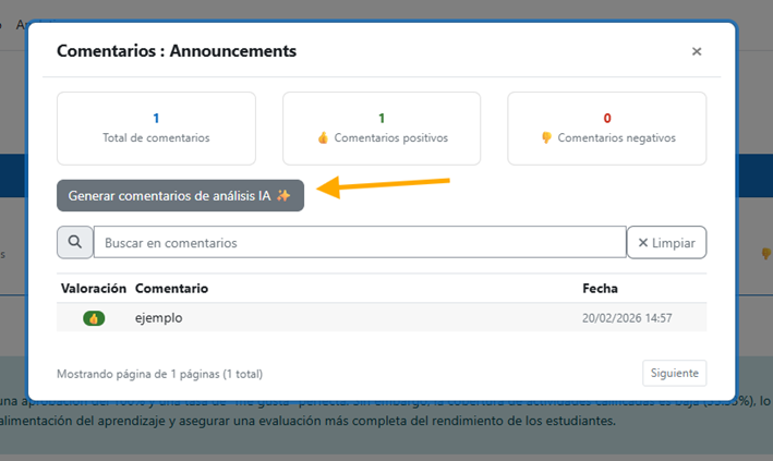Comentarios de Actividad