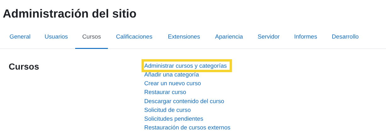 Administrar categorías
