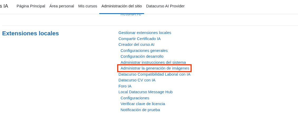 Administrar generación de imágenes