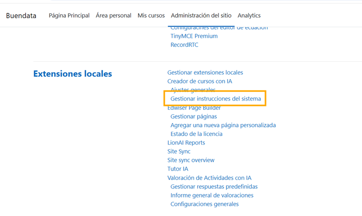 Gestionar instrucciones del sistema