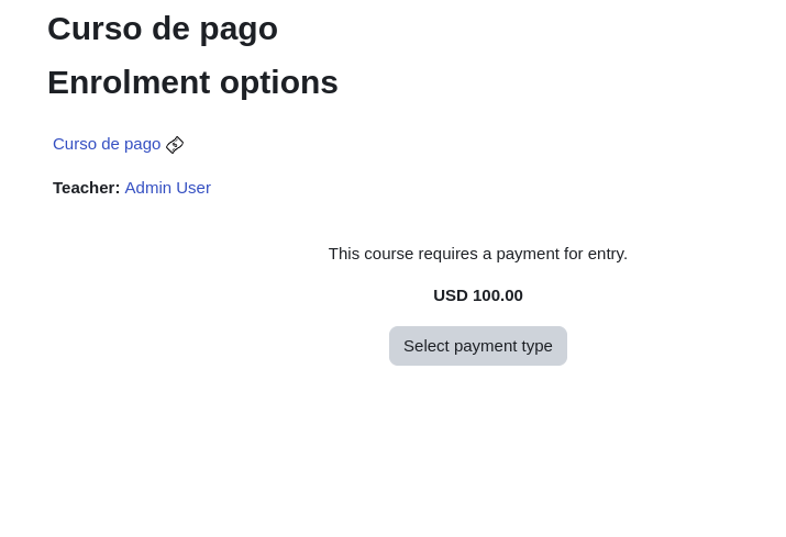 Seleccionar pago de curso