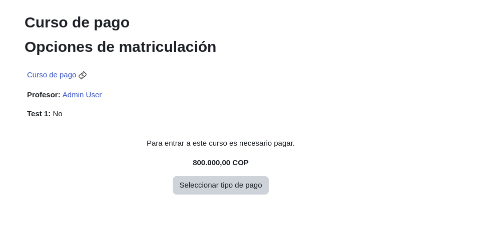 Seleccionar pago por curso