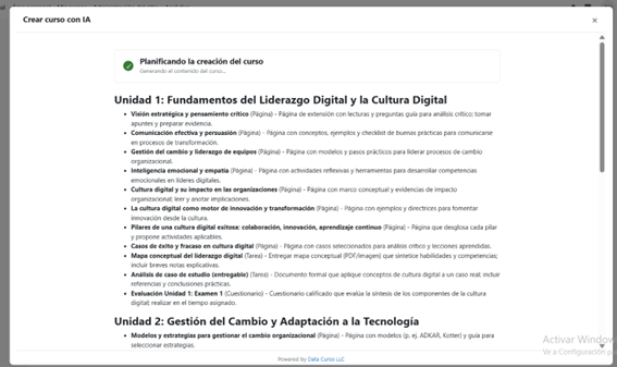 Progreso de la planificación