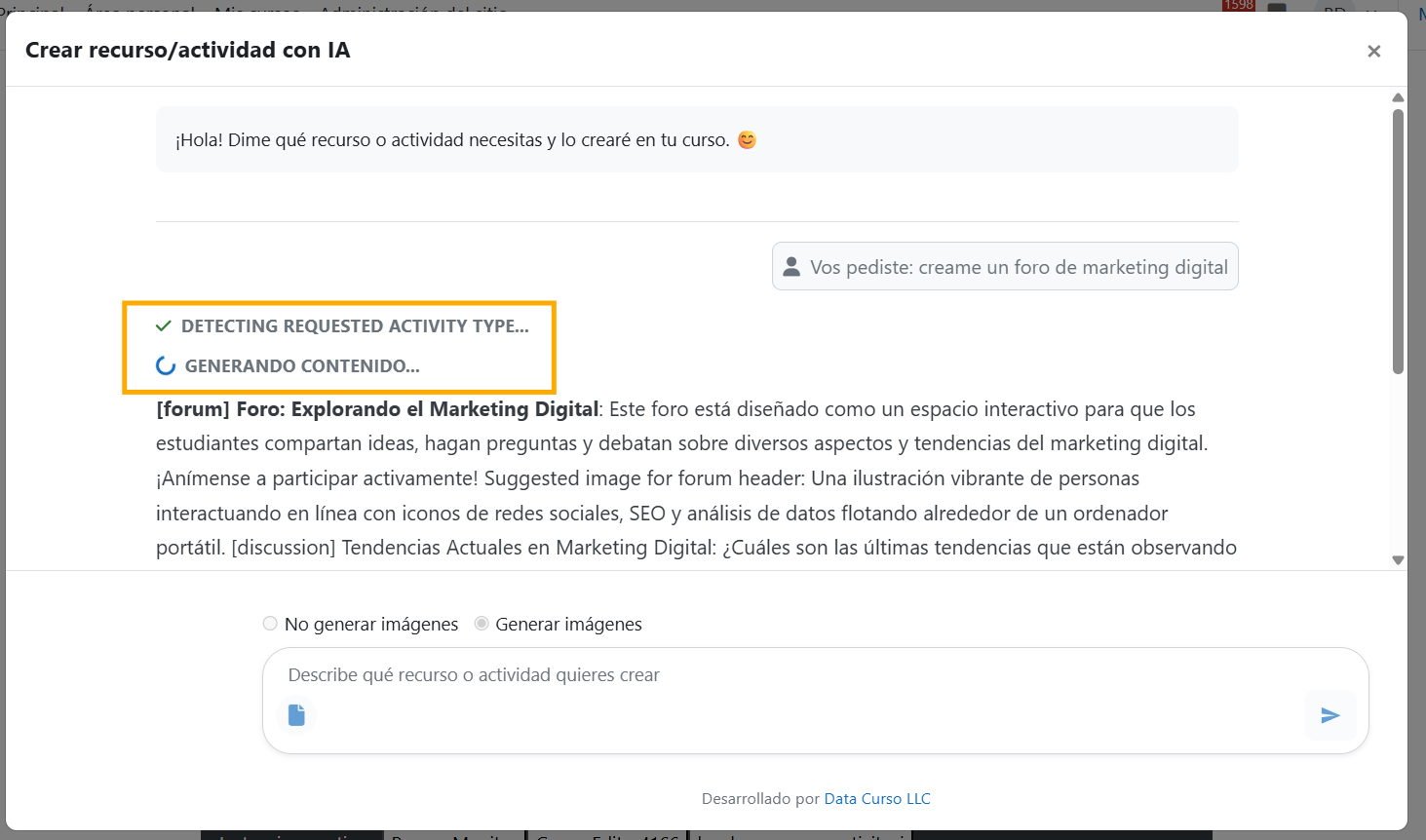 Actualizaciones de progreso