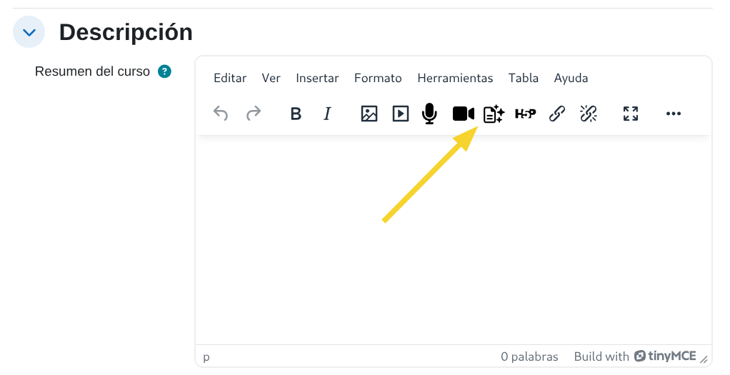Botón IA en TinyMCE