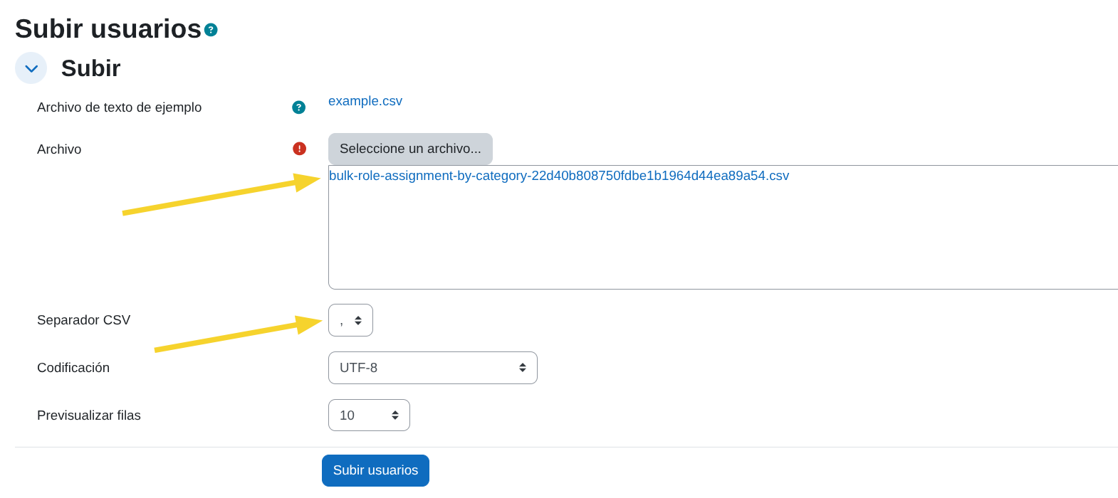 Formulario Subir usuarios