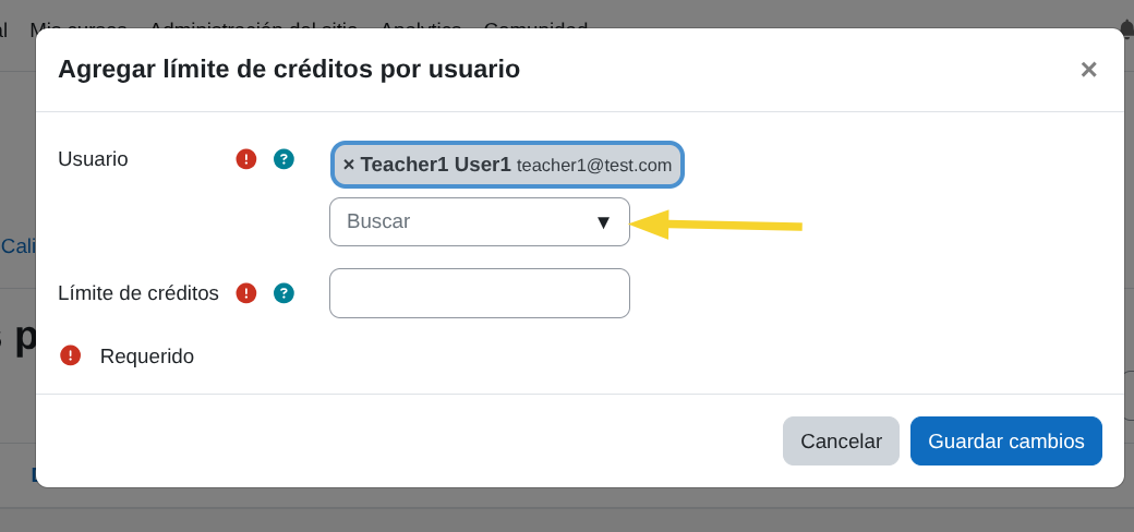 Selección de usuario