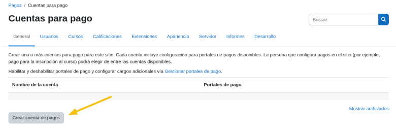 Create payment account