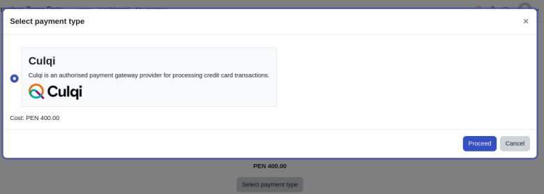 Payment modal for course
