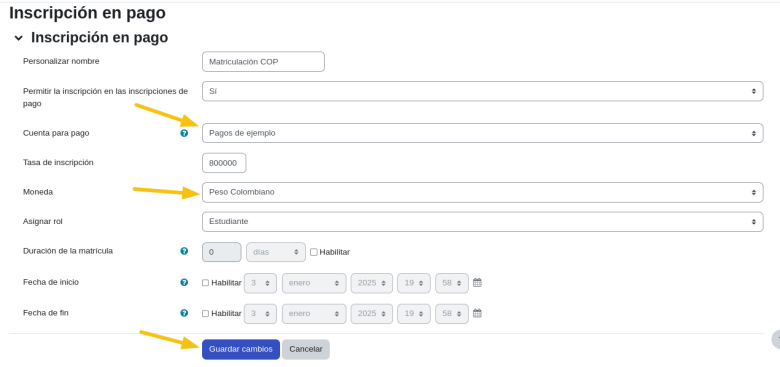 Enrol instance options