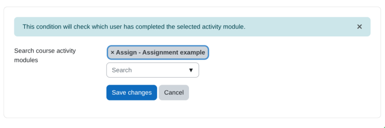 Activity completion search