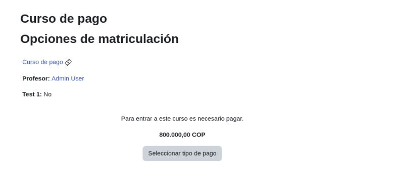 Select payment for course