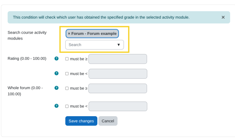Grade in activity search